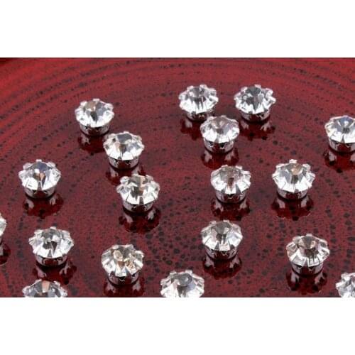 500pcs/lot 7mm Silver DIY Mini Bling Decorative Crystal Rhinestones Clear Metal HotFix Flatback Strass Loose Beads