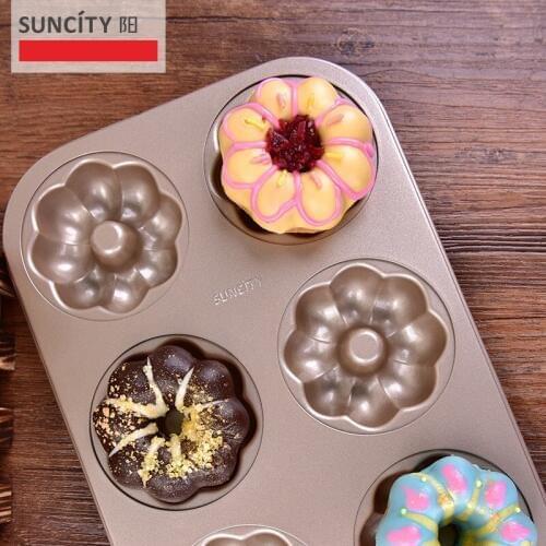 Non-stick Metal Flower Donut Maker Mold Confeitaria Pastry Stencils Bakeware 3D Forms For Doughnut Cupcakes Bread Baking Pan