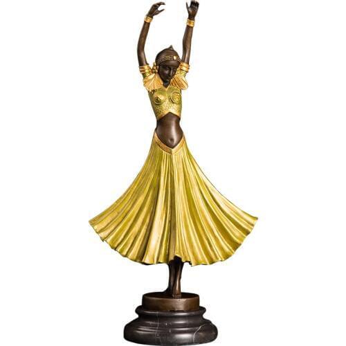 ArtsHom DS-202B Modern Bronze Abstract Female Dancer Figurine Statue Young Woman Dancing Sculpture Copper Art Decor Accessories