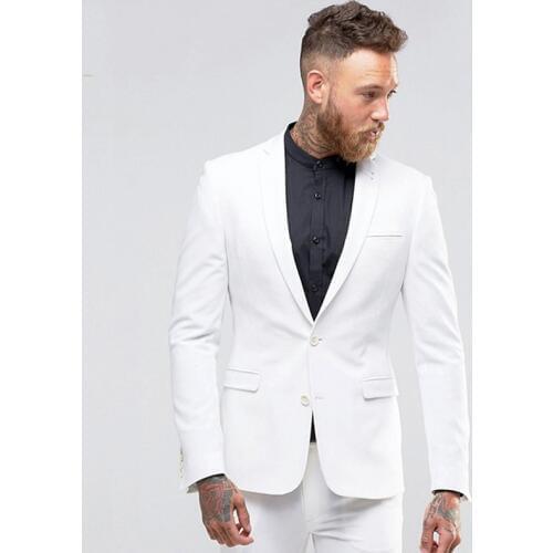 White Custom Made Men Suits 2020 WeddingSlim Fit Casual Groom Tuxedo Best Man Blazer 2Pieces Terno Masculino Costume Homme