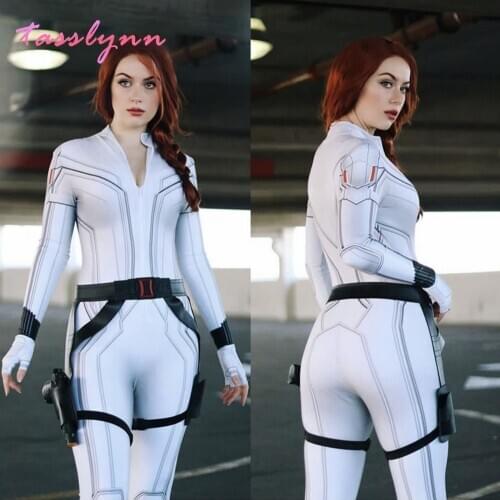 Black Women Cosplay Costume for Women Widow Geek Girls Suit Zentai Sexy White Jamie Bodysuit Adults/Kids