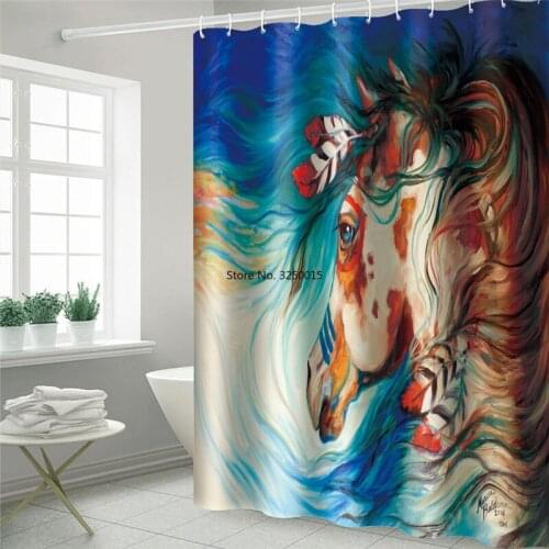 Color Oil Painting Bathroom Shower Owl Art Poster Shower Curtains Polyester Fabric Waterproof Blackout Screen For Bath Accessory