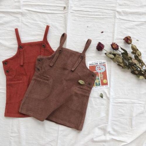 Kids Baby Girls Corduroy Strap Dress with Pockets Children Spring Autumn Clothes Toddler Girl Overalls Style Dress Clothing 1-6Y
