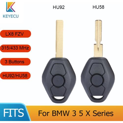 KEYECU Replacement Remote Key Fob for BMW EWS 3 5 Series X3 X5 Z3 Z4 M3 1995-2005 FCC ID:LX8 FZV Rechargeable Battery HU92 Blade