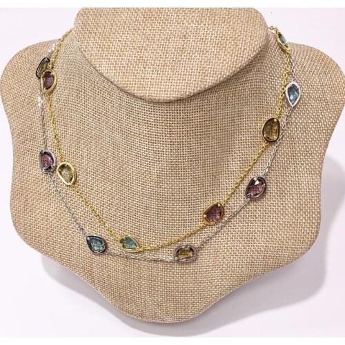 Designer fashion muti color stone faceted candy necklace pearl water shape choker luxury brand jewelry for women