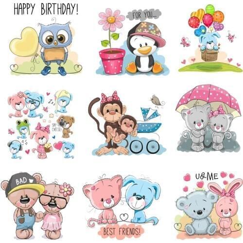 Iron on Transfer for Clothing Thermoadhesive Patches Animals Sticker Diy Cut Patch Textile Vinyl Stripes Appliques for Clothes A