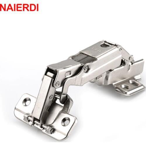 NAIERDI 175 Degree Hydraulic Buffer Hinge Rustless Iron Buffer Soft Close Cabinet Cupboard Door Hinges For Furniture Hardware
