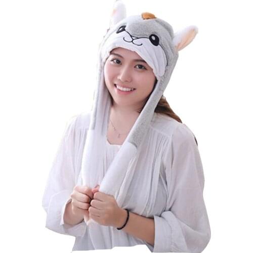 Hamster headgear with ears moving hat plush toy hat stuffed toy cap