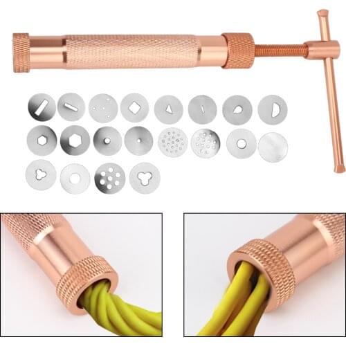 Perfect Rose Gold Sugar Paste Extruder Fondant Clay Cake Sculpture Gun Cake Sculpture Polymer Tool With 20 Tips Clay Craft