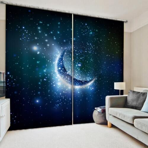 Customized size Luxury Blackout 3D Window Curtains For Living Room blue sky moon curtains blackout curtains