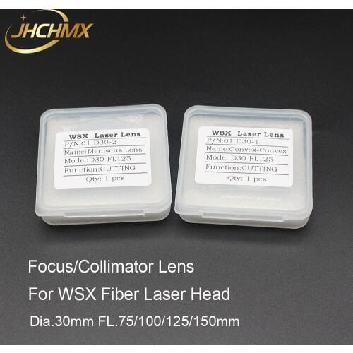 JHCHMX WSX Fiber Laser Collimator/Focus Lens D30 F75/100/125/150mm Quartz Fused Silica for WSX Fiber Laser Head Agents Wholesale