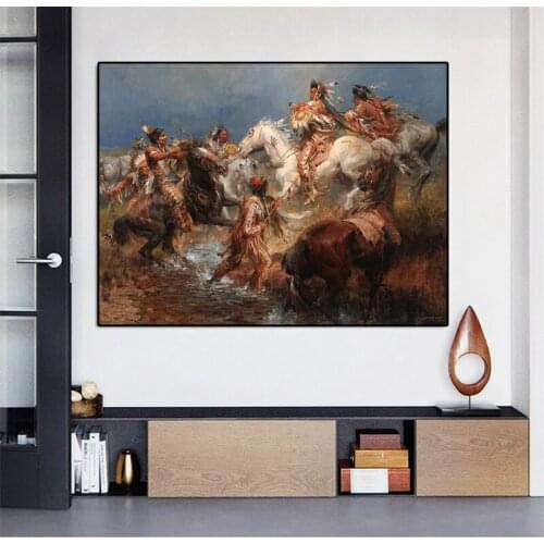 African Tribal Warfare Painting On Canvas Posters and Prints Scandinavian Wall Art Picture for Living Room Frameless