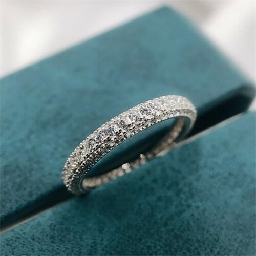 Paved Created Moissanite Ring Real 925 Sterling Silver Wedding Bands Enternity Rings For Women Fine Luxury Jewelry 2021 New