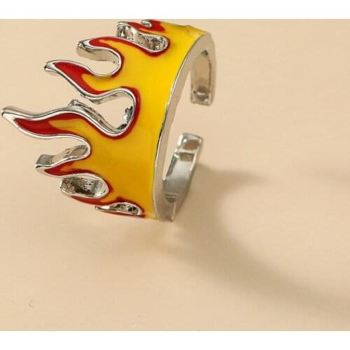 Creative Gothic Flame Ring Personality Hipster Hip Hop Style Ring European and American Fashion Alloy Open Adjustable Ring