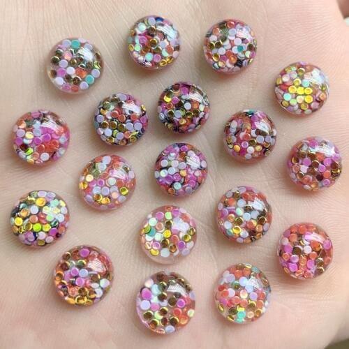 50pcs 10mm Round Shiny AB Resin Non Sewing Stone Flatback Cabochon DIY Garment/Jewelry/Craft Decoration Y262