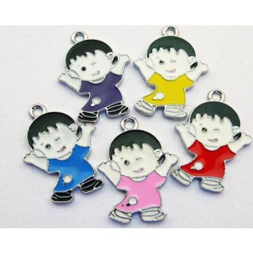 Cute Girls Kids Pendant Adorable Baby Children Charms Enamel DIY Accessories For Handmade Women Jewelry Necklace Bracelets