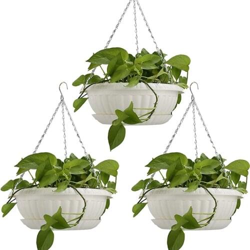 MLGB 3Pcs Planters Hanging Flower Pots Plant Hanger Holders Hanging Basket for Indoor Outdoor Garden
