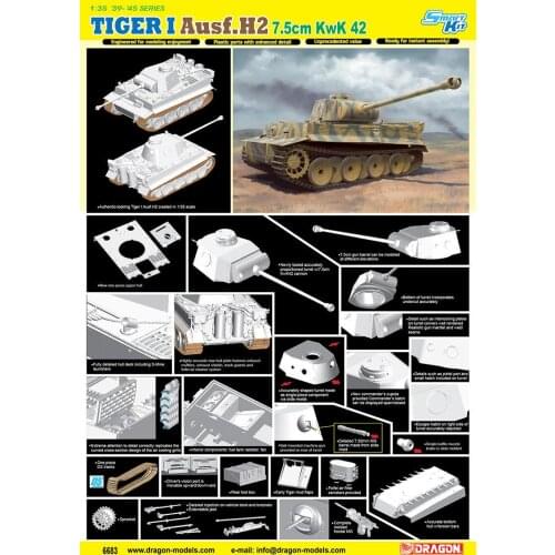 Dragon 6683 1/35 TIGER I Ausf.H2 7.5cm KwK 42 Plastic Model kit