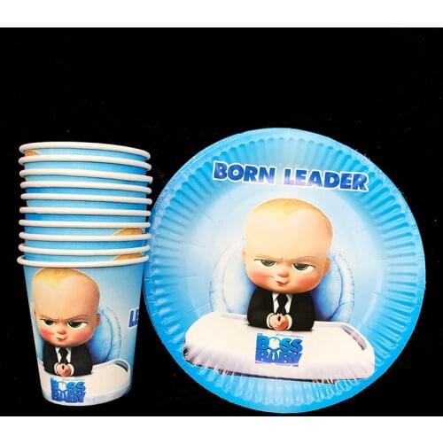 20pcs/lot baby boss theme party set my little boss theme birthday party decorations baby boss disposable plates cups