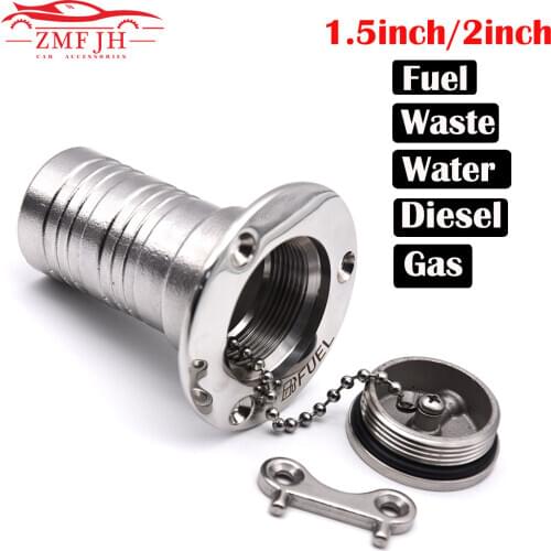 1.5" 38mm Deck Filler Fill FUEL GAS DIESEL WATER WASTE stainless steel 316 Keyless Cap boat Hardware accessories Socket yacht