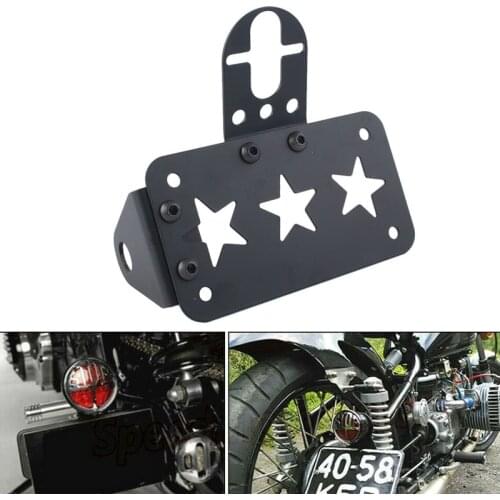 NEW-Black Tail Light License Plate Holder Side Mount Bracket for Chopper Sportster Stop Light Cb750 Xs650