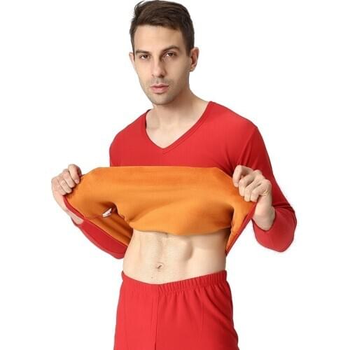 Autumn winter size mens Underwears plus velvet thick cotton oversized soft V-neck warm suit Long Johns 9XL 8XL 7XL 6