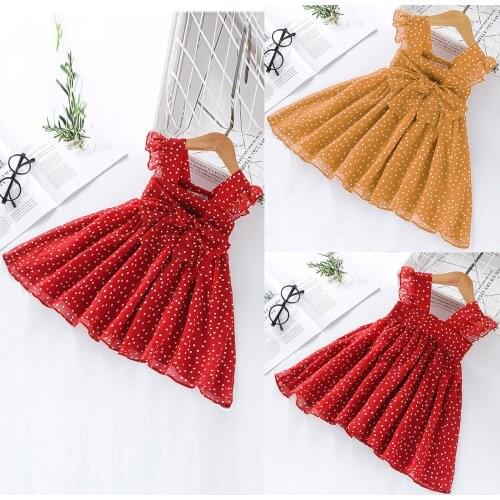 1-6t) Summer Girl Dress Fashion Explosive Bow Knot Dress Western Style Polka Dot Sleeveless Princess Dress платье летнее 30