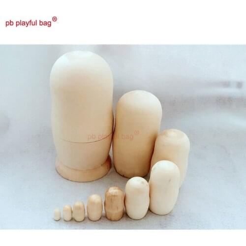 PB Playful bag Ten layers white embryo Russian dolls DIY plain embryo arbitrary graffiti wooden toy set birthday gift HG96