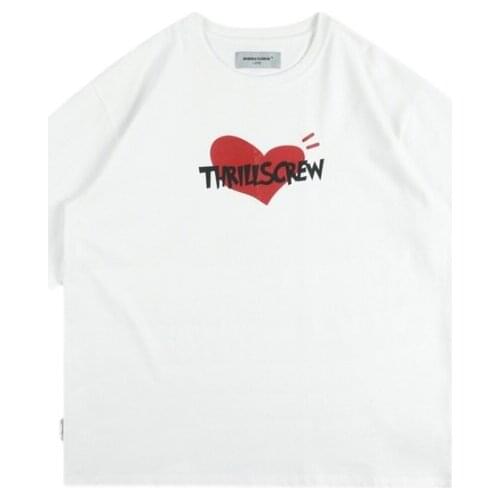 Causal White Basic Heart Pattern Letter Fashion Vintage Basic Summer 2021 New Fashion Women Top T-shirts M-XXL