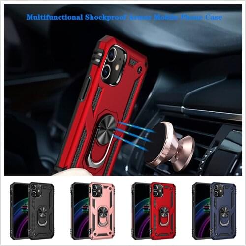 Shockproof Armor Phone Case for iPhone 12 mini 11 Pro Max XS XR 7 8 Plus SE 2020 Rugged Cover Magnetic Car Ring Kickstand Funda