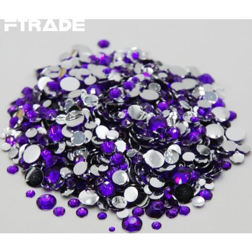 Mixed Sizes Glue On rhinestone Violet Color Non Hot Fix Stones Flat Back For Gems Clothes Crystal Decorations Jewelry Bag Shose
