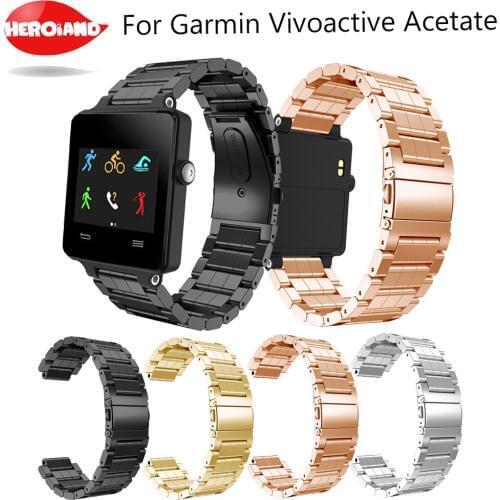 HeroIand Smart Watch Strap Stainless Steel Bracelet Watch Band Wrist Strap For Garmin Vivoactive Acetate Watchbands Correa Reloj