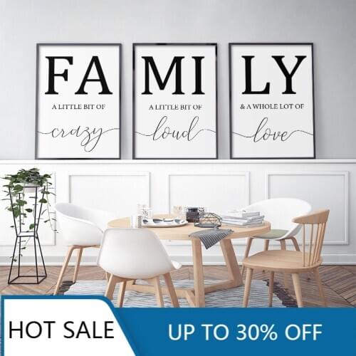Nordic Christmas Posters and Prints Family Sign Wall Art Picture Letter Family Quote Love Home Decor for Living Room Bedroom