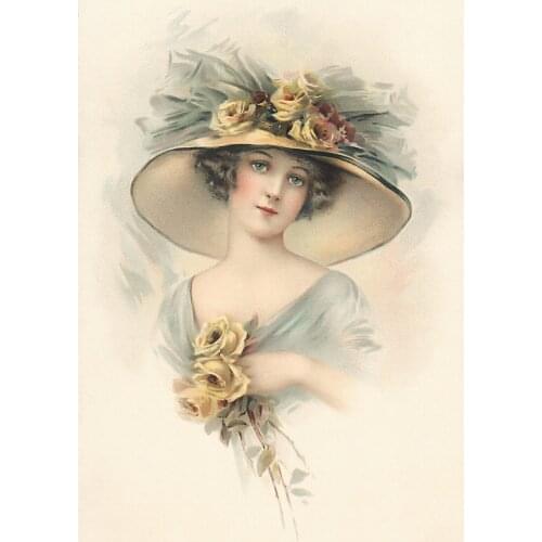 Lady with hat Needlework,Cross stitch kits Stylish for Embroidery,14CT White canvas DIY Handmade Decorative paintings