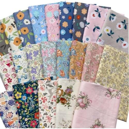 New Brown Gray Orange Beige Small Flower Floral 100% Cotton Twill Fabric For Spring Summer Clothes Dress Top Craft Cushion Craft