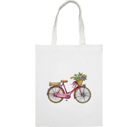 Organic Cotton Tote Bag Basic Standard Canvas Cotton Tote Bag Bicycle Pattern
