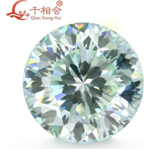 Light blue color 6.5mm Round nine hearts one flower shape moissanites material loose stone