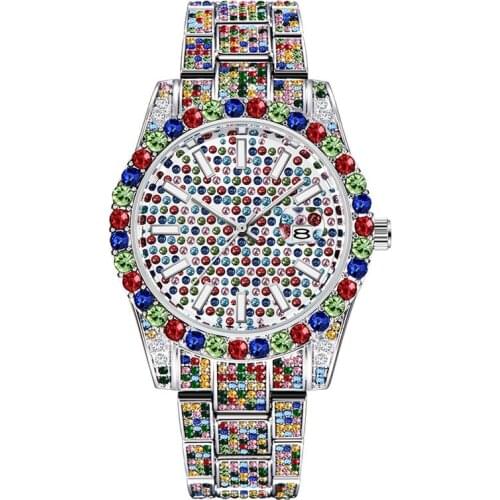 CURDDEN Men Brand Luxury Watches Fashion Alloy Band Hip Hop Full Diamond Golden Date Quartz Watch Relogio Masculino ouro 2021