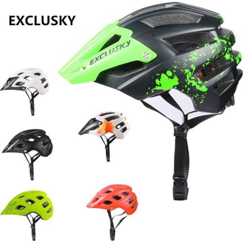 EXCLUSKY Mtb Mountain Bicycle Helmet Red Road Cycling Bike Outdoor Safety Sport Cap Men Women Casco Ciclismo Size 56~61cm E