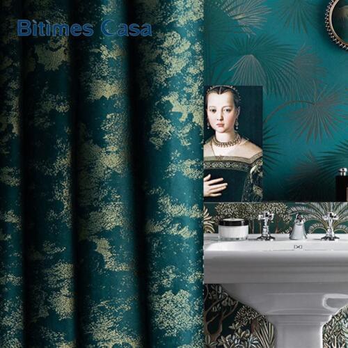 Greenery Embossing Velvet Blackout Curtains For Bedroom Living Room Interior Decoration High Shading With Gold Jacquard