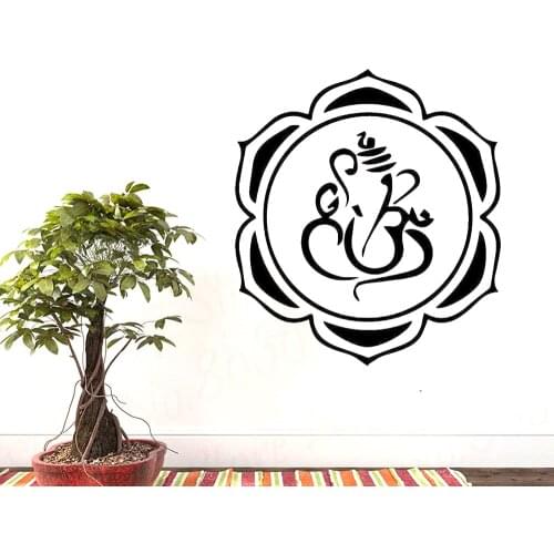 Hindu Om Ganesh Vinyl Sticker For Living Room Wall Decor Vinyl Decal Wallpaper WL1693