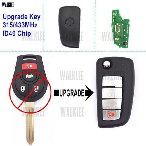 WALKLEE Keyless Entry Upgrade Flip Key Fit for Nissan Remote Maxima Micra Navara Sylphy Pulsar Tiida Sunny X-Trail Door Lock