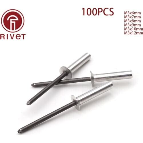 M3*6/7/8/9/10/12 100pcs DIN15974 Aluminum Countersunk Head Closed End Blind Rivet Sealed Blind Rivet Water Air Tightness Rivets
