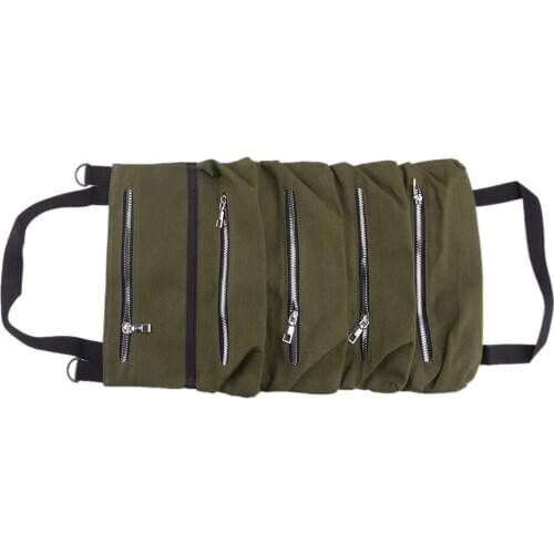 Green Multi-Purpose Tool Roll Up Storage Bag Wrench Organizer Seat Hanging Pouch Universal