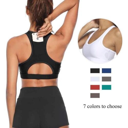 Fitness Vest Women Beauty Back Yoga Bra Breathable Running Sports Tops With Mobile Phone Pocket Quick Drying Yoga Sports Bra