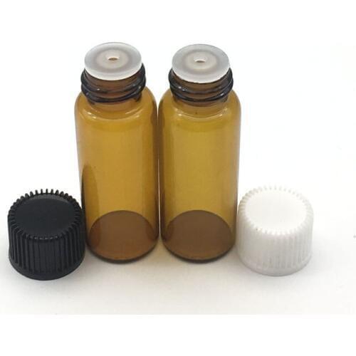 10pcs 5ml Mini Small Amber Glass Bottle with Orifice Reducer and Cap Small Essential Oil Bottle