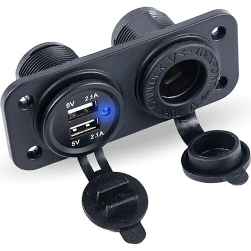12-24V Car Cigarette Lighter Socket With LED 5V 4.2A Dual Socket USB Adapter Charger With Car Cigarette Light for Universal Car