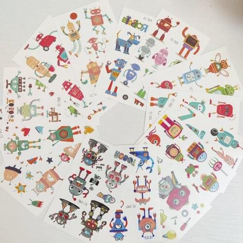 15pc Children Temporary Tatoo Sticker Waterproof Tattoo Cartoons Robot Mechanic Tattoos Hand Foot Tatouage Holiday Birthday Gift
