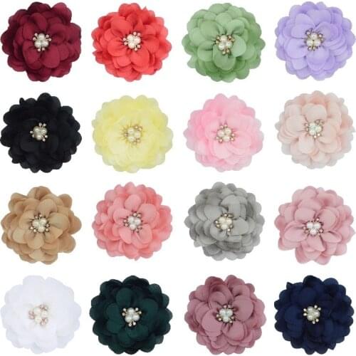2PCS/lot 8CM Chiffon Flower Hair Accessories for Girls Children Bow Hair Clips Fashion Headwear Clothing Accessories Hairdress