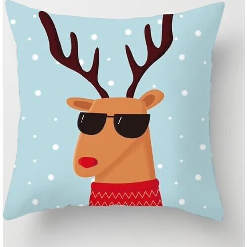 45*45Cm cartoon Christmas Santa Claus Xmas Decorations for Home Elk shape Decorative Pillows Cover Happy New Year